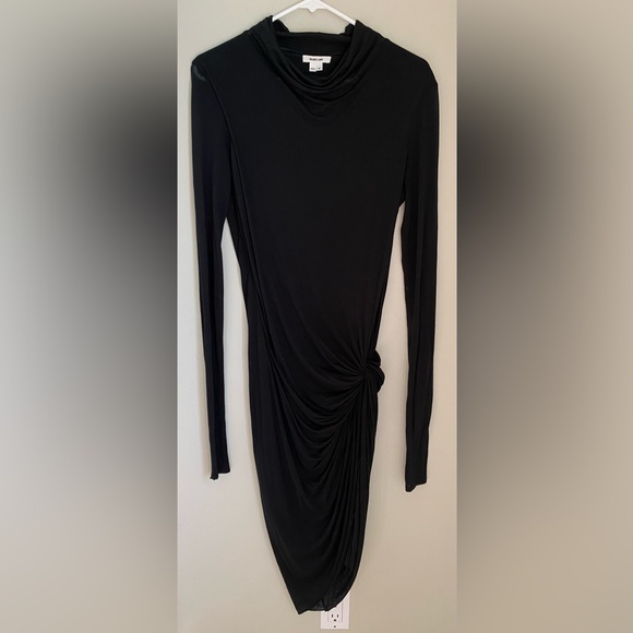 Helmut Lang Black 'Slack' Drape Jersey Dress Size Medium - Picture 2 of 14